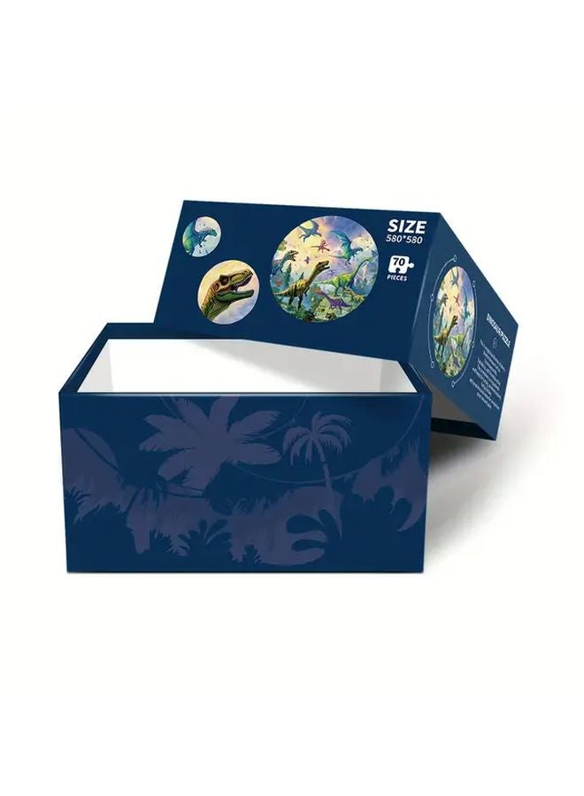 عالم الديناصورات 70 قطعة لغز دائري سميك ومتين للمتعة العائلية في أعياد الميلاد - Image 5